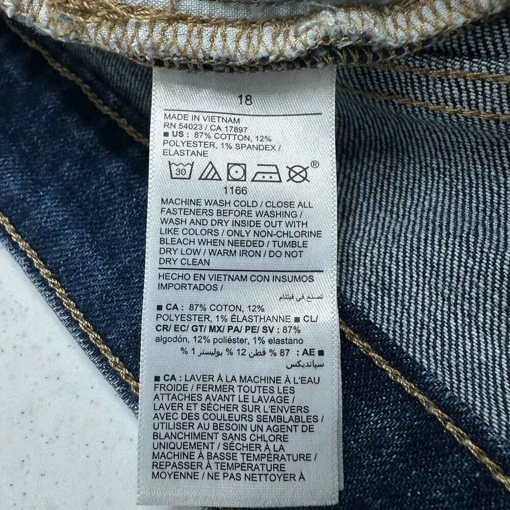 Old Navy Shorts Womens 18 OG Straight High Rise Blue Stretch Denim Jean Fray NEW